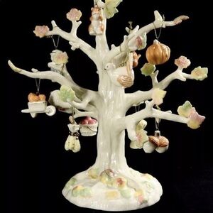 2005 Lenox Autumn Delights Porcelain Tree & 12 Miniature Ornaments Collectible